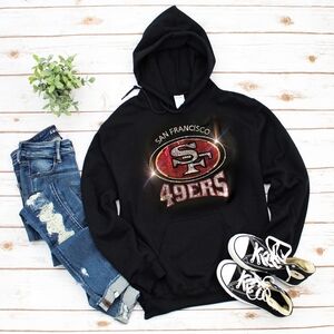 New San Francisco 49ers Rhinestone Hoodie Sizes S the XL